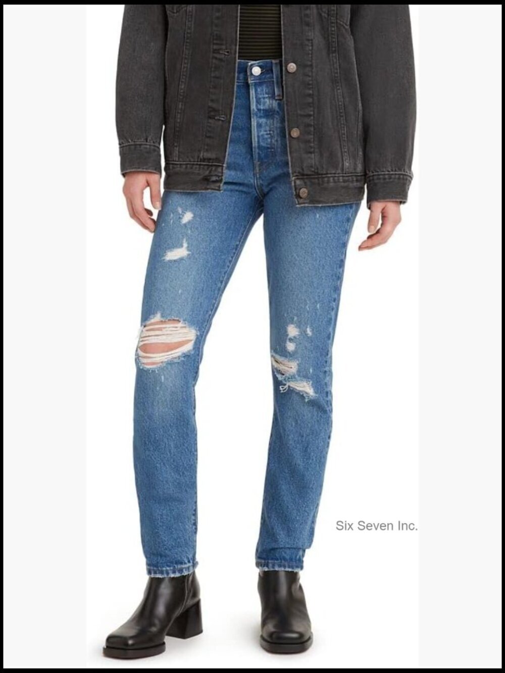High Rise Skinny Jeans Button Fly Premium Denim